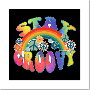 Stay Groovy 60s Outfit 70s Theme Costume Cute Rainbow Hippie Posters and Art